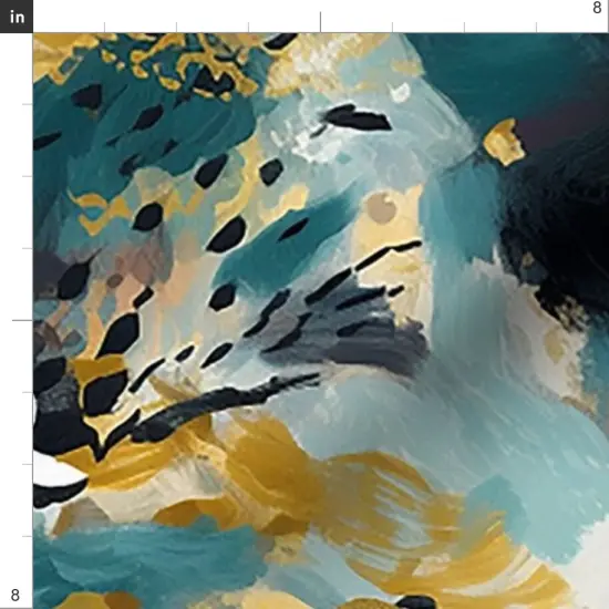 Various Fabrics by the Yard or Fat Quarter Animal Print Watercolor Jungle Nature Teal Gold Custom Printed Fabric by Spoonflower {4}