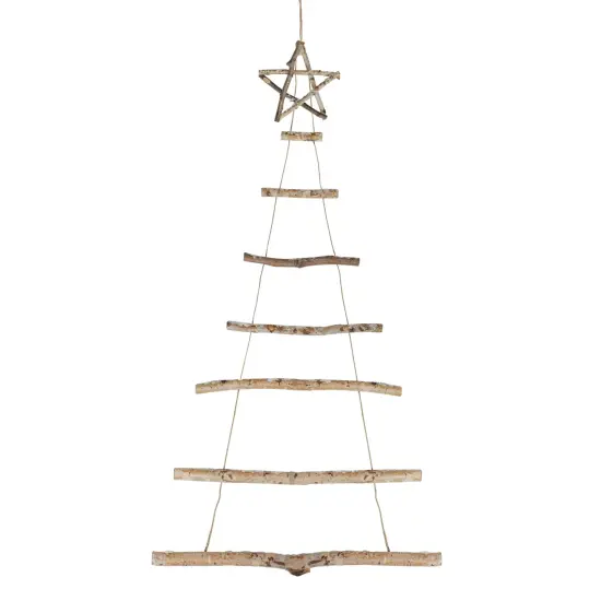 Northlight Natural Frosted Tree with Star Topper Wooden Christmas Hanging Decoration - 51" Brown {1}