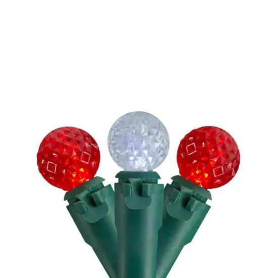 Northlight LED G12 Berry Faceted Christmas Lights - Red and Pure White - 15.9' Green Wire - 50ct {3}