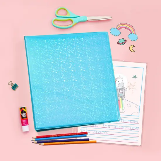 Avery Luxe Collection Durable Holographic 3 Ring Binder, Customizable View Cover, 1 Inch Round Rings, 1 Holographic Aqua Binder (03224) {4}