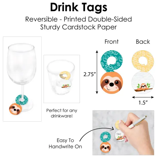 Big Dot of Happiness Let&rsquo;s Hang - Sloth - Baby Shower or Birthday Party Paper Charger & Table Decorations Chargerific Kit for 8 {7}