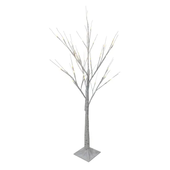 Northlight 4' LED Lighted White Birch Tree Outdoor Decoration - White Lights {5}