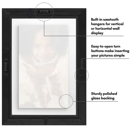 Americanflat Floating Picture Frame for Wall Art - Photo Frame with Floating Effect for Photos, Wall Art, and Pressed Flowers - Polished Glass Cover - Hanging Hardware {11}
