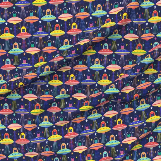 Various Fabrics by the Yard or Fat Quarter Rainbow Space Cat Flying Saucers Multicolored 80S Retro Outer Ufo Arcade Games Custom Printed Fabric by Spoonflower {6}