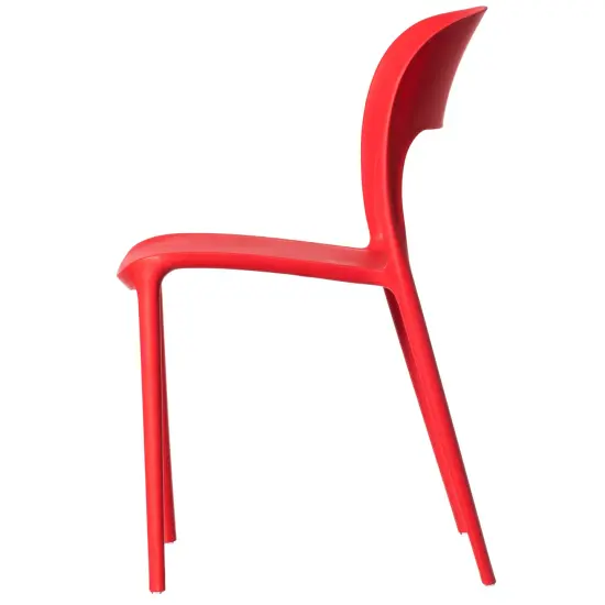 Modern Plastic Outdoor Dining Chair with Open Curved Back Single Red {3}