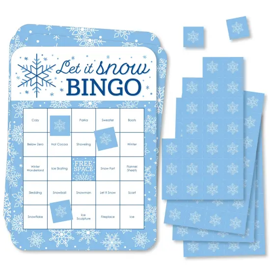Big Dot of Happiness Blue Snowflakes - Bingo Cards and Markers - Winter Holiday Party Bingo Game - Set of 18 {1}