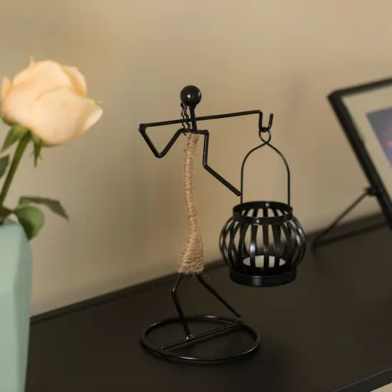 Wire Figure Candle Holder Decorative Modern Tea Light Lantern Tabletop Centerpiece Candle Stand {4}
