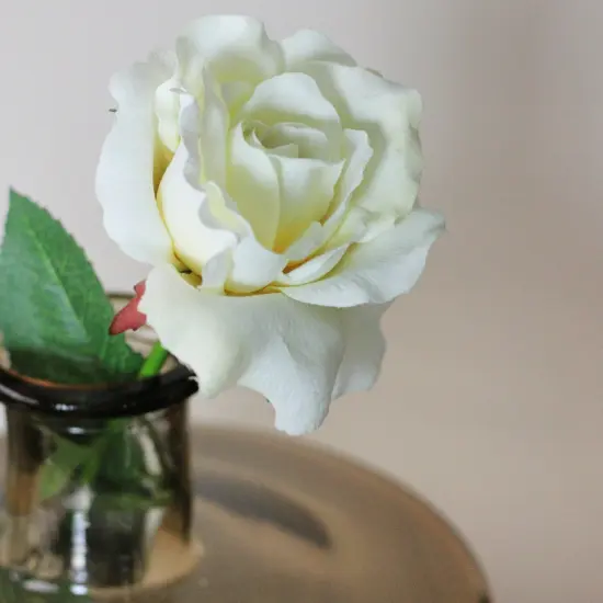 Allstate Long Stem Blooming Rose Artificial Floral Spray - 23" - Cream and Green White {3}