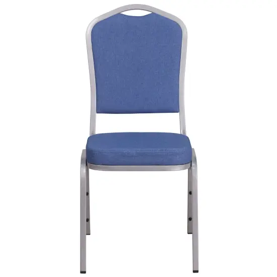 Emma and Oliver Crown Back Stacking Banquet Dining Chair BlueFabric/Silver {3}