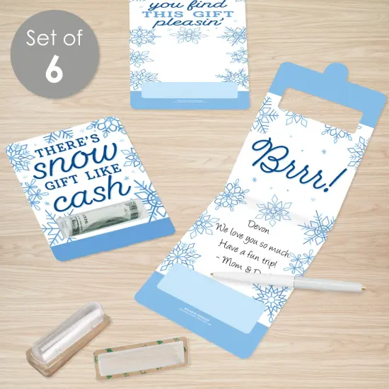 Big Dot of Happiness Blue Snowflakes - DIY Assorted Winter Holiday Party Cash Holder Gift - Funny Money Cards - Set of 6 {3}