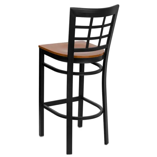 Emma and Oliver Window Back Metal Restaurant Dining Barstool Mahogany/BlackMetal {8}