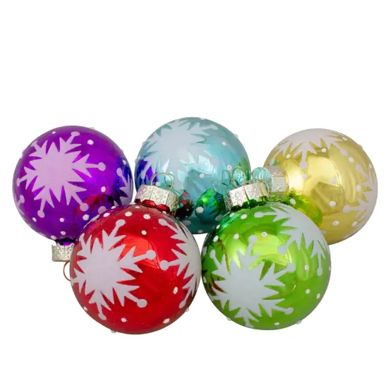 Northlight Solid and Snowflake Christmas Glass Ball Ornaments - 2.25" (57mm) - Multi - 9ct {3}