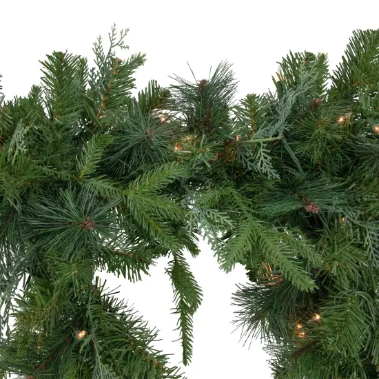 Northlight 6' x 18" Pre-Lit Mixed Pine Artificial Christmas Icicle Garland, Clear Lights Green {4}
