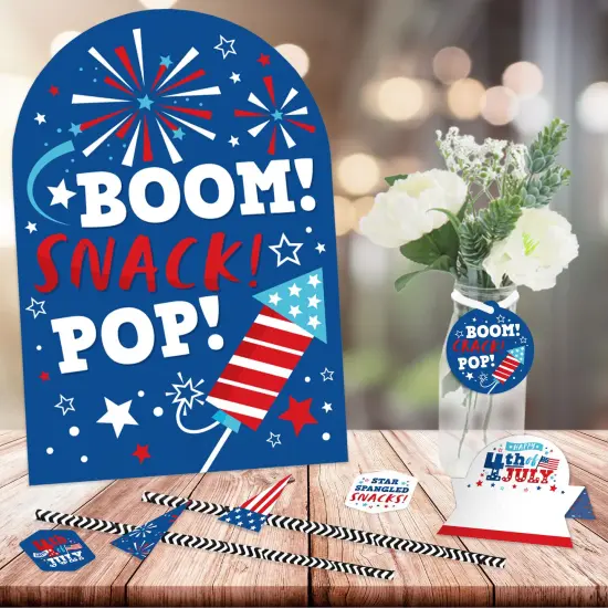 Big Dot of Happiness Firecracker 4th of July - DIY Red, White and Royal Blue Party Signs - Snack Bar Decorations Kit - 50 Pieces {3}