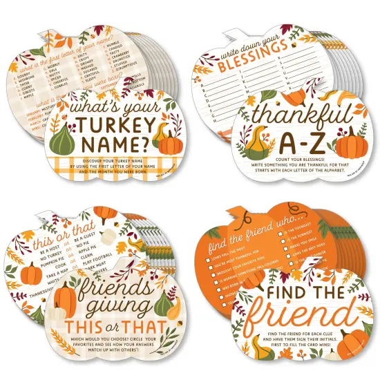 Big Dot of Happiness Fall Friends Thanksgiving - 4 Friendsgiving Party Games - 10 Cards Each - Gamerific Bundle {1}