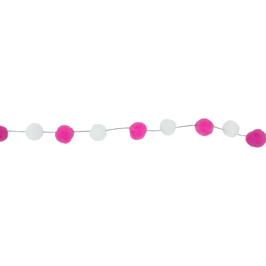 Northlight 9' Pink and White Plush Snowball Christmas Garland {1}