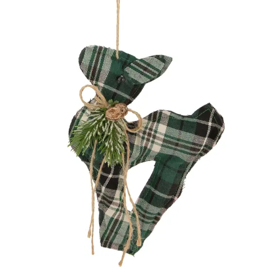 Northlight Plaid Deer with Pine Christmas Ornament - 7.75" - Green {1}