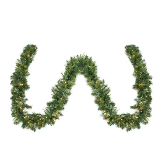 Northlight Pre-Lit Ashcroft Cashmere Pine Commercial Christmas Garland - 50' x 14" - Clear LED Lights Green {1}