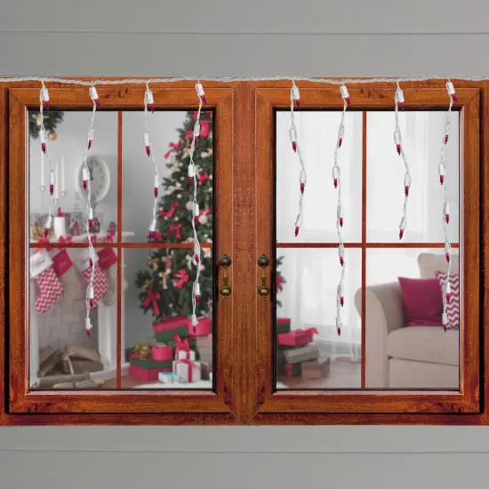 Brite Star Mini Icicle Christmas Lights - Pink - 7.75' White Wire - 100ct {3}