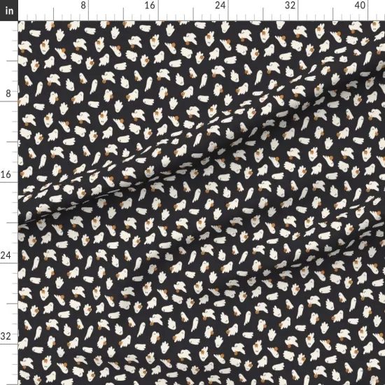 Various Fabrics by the Yard or Fat Quarter Little Ghost Trick Or Treat Small Scale Charcoal Black Pumpkins Custom Printed Fabric by Spoonflower {1}