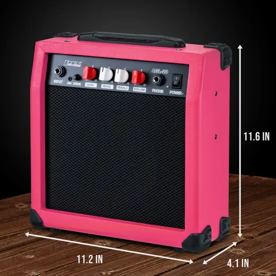 LyxPro Electric Guitar Amp, 20w Portable Mini Amplifier Pink {4}