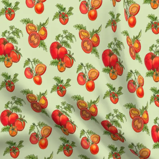 Various Fabrics by the Yard or Fat Quarter Farmers Market Tomato Red Green Summer Garden Kitchen Custom Printed Fabric by Spoonflower {5}