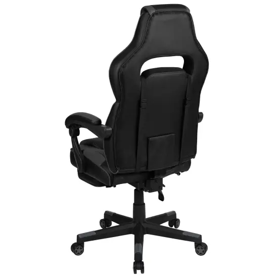 Emma and Oliver Ergonomic Gaming Chair -Recline Back/Arms, Footrest, Massaging Lumbar Black/Gray {4}