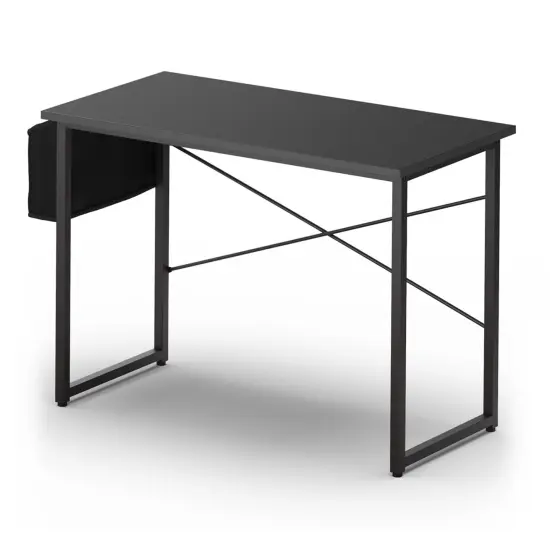 Costway 40''Modern Computer Desk Study Writing Table w/ Storage Bag Black/Coffee/Brown {6}