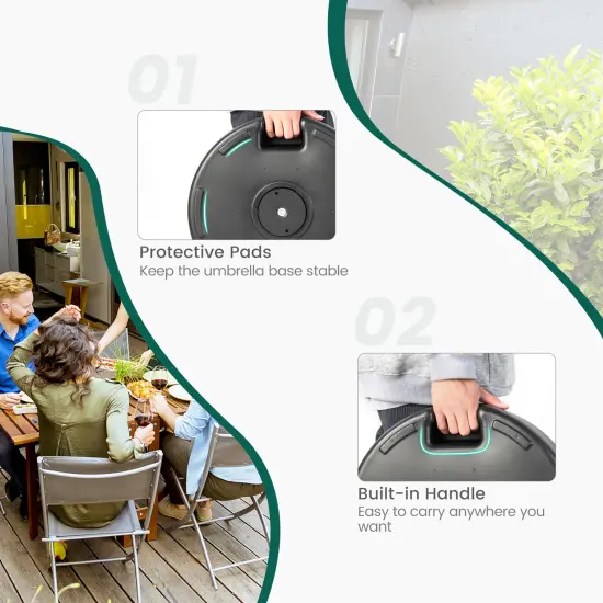 Costway 18'' Patio Fillable Round Umbrella Base Stand Holder Fit Pole 1.5''/1.9'' Weighted {5}