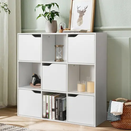 Costway 9 Cube Bookcase Cabinet Wood Bookcase Storage Shelves Room Divider Organization {6}