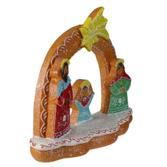 Northlight Glitter Dusted Gingerbread Holy Family Christmas Nativity Decoration - 8" Brown {3}