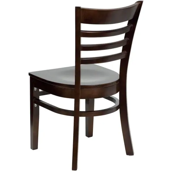 Emma and Oliver 2 Pack Ladder Back Wooden Restaurant Chair WalnutSeat/Walnut {3}