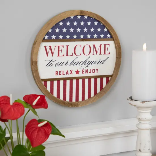 Northlight Welcome to Our Backyard Americana Framed Wall Sign - 11.75" Red {4}