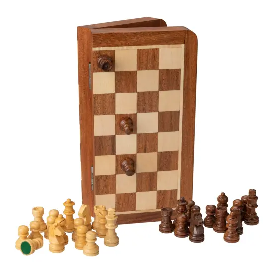 WE Games Travel Magnetic Wood Folding Chess Set, 7.625 inches {4}