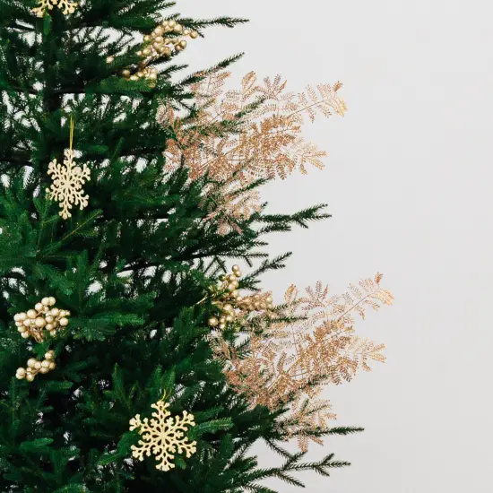 Select Artificials 28" Brown Glittered Mimosa Tree Leaf Autumn Spray {3}