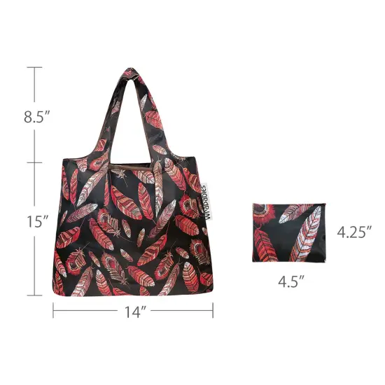 Wrapables Foldable Tote Nylon Reusable Grocery Bag (Set of 2) Feathers {3}