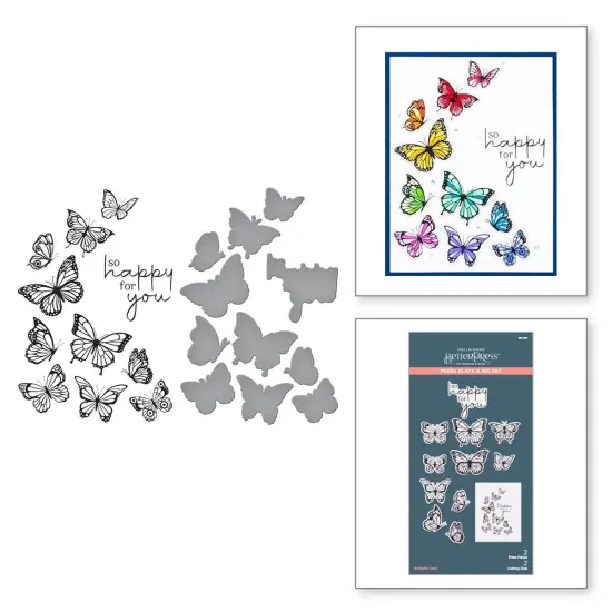 Spellbinders BetterPress Letterpress Press Plates & Dies Set-Butterfly Swirl 2/Plates & 2/Dies {6}