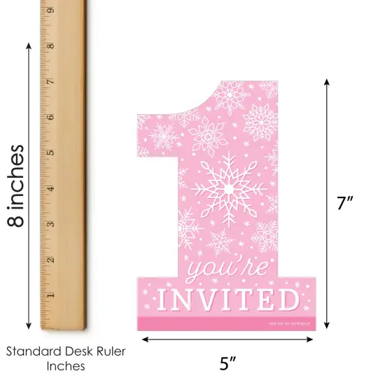 Big Dot of Happiness Pink Snowflakes 1st Birthday Shaped Fill-In Invitations - Girl Winter ONEderland Party Invitation Cards with Envelopes Set of 12 {7}