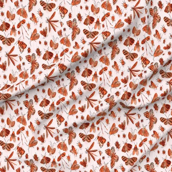 Various Fabrics by the Yard or Fat Quarter Orange Bugs Retro Vintage Large Scale Fifties Style On Pink Butterfly Beetle Custom Printed Fabric by Spoonflower {6}