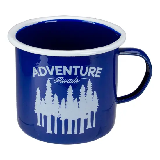 Raz 5.5" Blue and White Adventure Awaits Camping Mug {1}