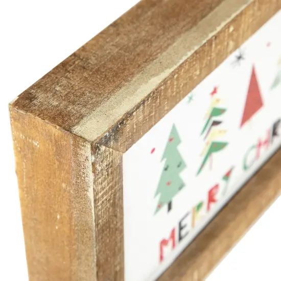 Northlight 11.75" Framed Merry Christmas Trees Metal Wall Sign Multi {6}