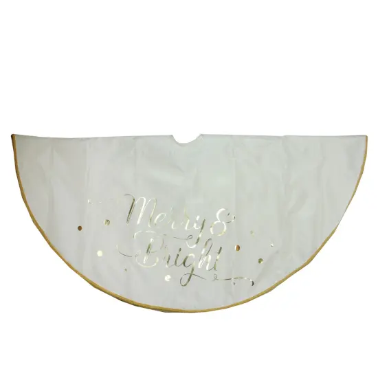 Northlight 48&rdquo; Ivory White Merry and Bright Christmas Tree Skirt {1}