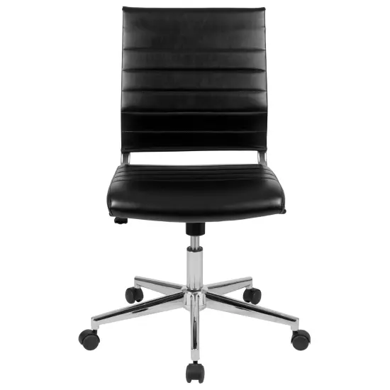 Merrick Lane Corrina Ergonomic Swivel Office Chair Ribbed Back and Seat Mid-Back Armless Computer Desk Chair with Metal Base Black {3}