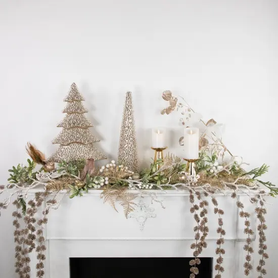 Northlight Beads and Glitter Christmas Cone Tree - 18" - Gold Finish {4}