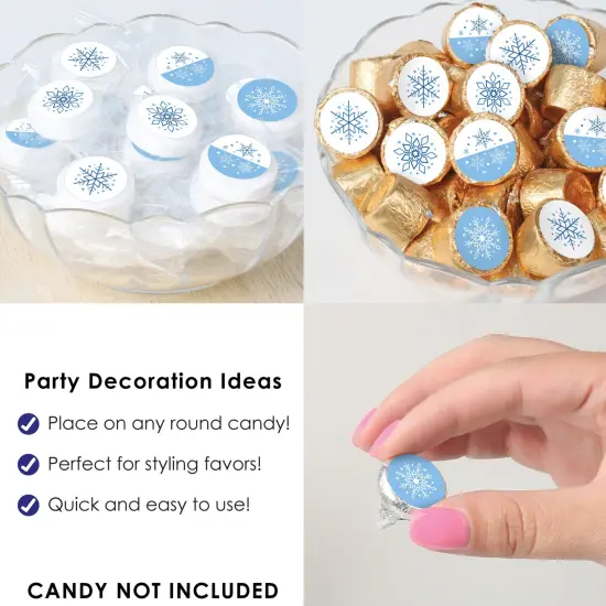 Big Dot of Happiness Blue Snowflakes - Winter Holiday Party Small Round Candy Stickers - Party Favor Labels - 324 Count {6}