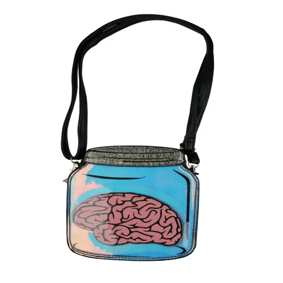 Black and Blue Brain In a Jar Crossbody Body Purse Small {1}