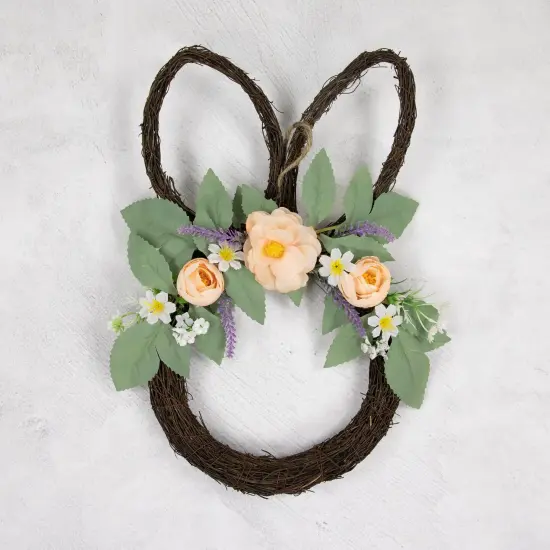 Northlight 15" Bunny Ears Floral EasterTwig Wreath Brown {4}