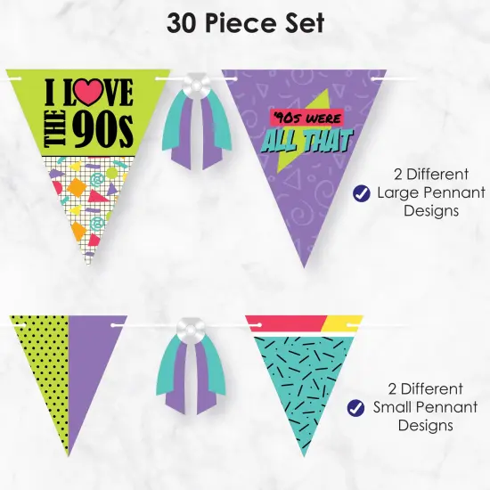 Big Dot of Happiness 90's Throwback - DIY 1990s Party Pennant Garland Decoration - Triangle Banner - 30 Pieces {6}