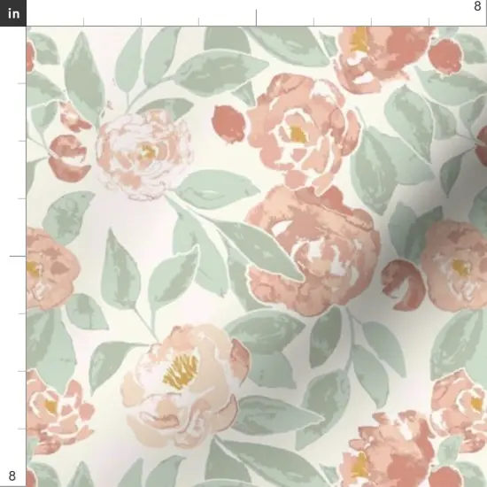Various Fabrics by the Yard or Fat Quarter Watercolor Peony Blush Pink Sage Small Scale Delicate Botanical Modern Rose Floral Custom Printed Fabric by Spoonflower {4}