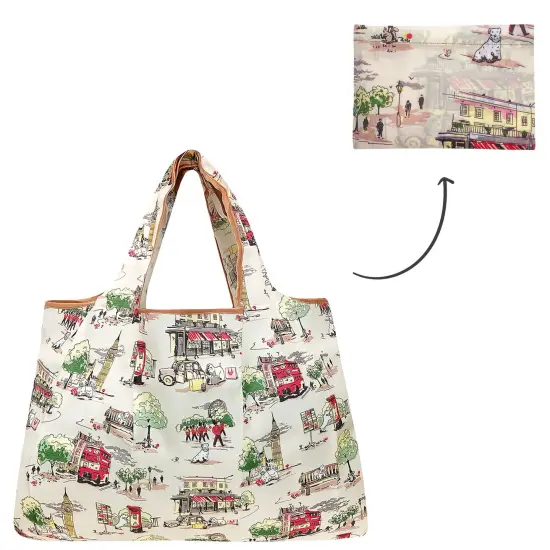 Wrapables Large Foldable Tote Nylon Reusable Grocery Bag England {3}